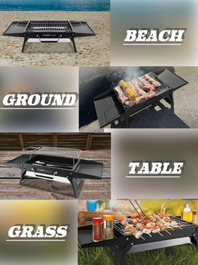 Charmline grill grate lift for safe charcoal replacement.