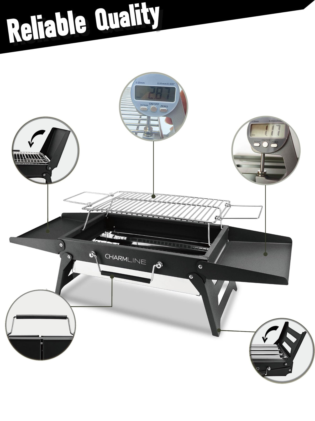 Charmline grill no assembly, ready out of the box for quick setup.