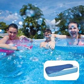 Charmluvee blue rectangular pool cover suitable for inflatable pools.
