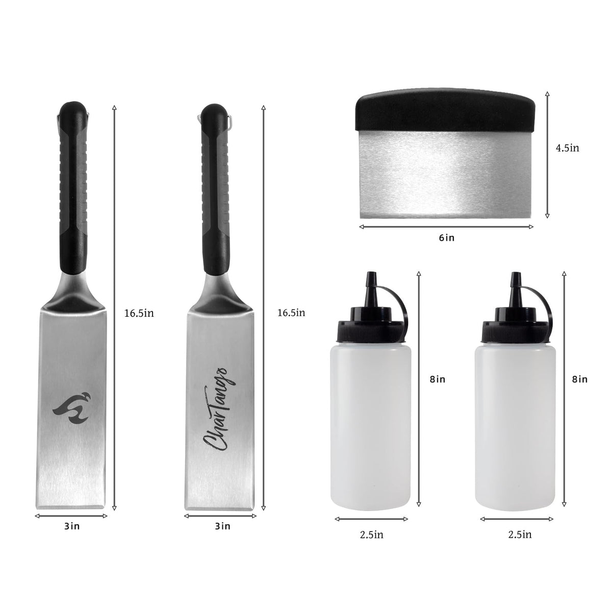 CharTango spatula set with two thick 3mm spatulas for heavy-duty cooking