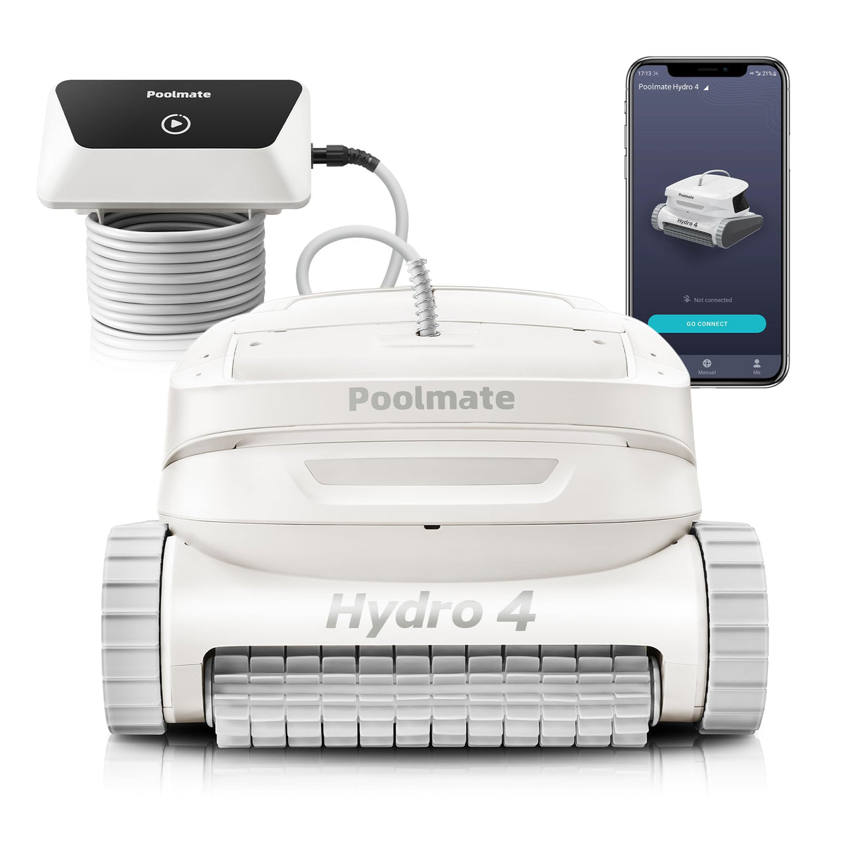 Chasing Hydro 4 on pool floor providing thorough floor cleaning reach.