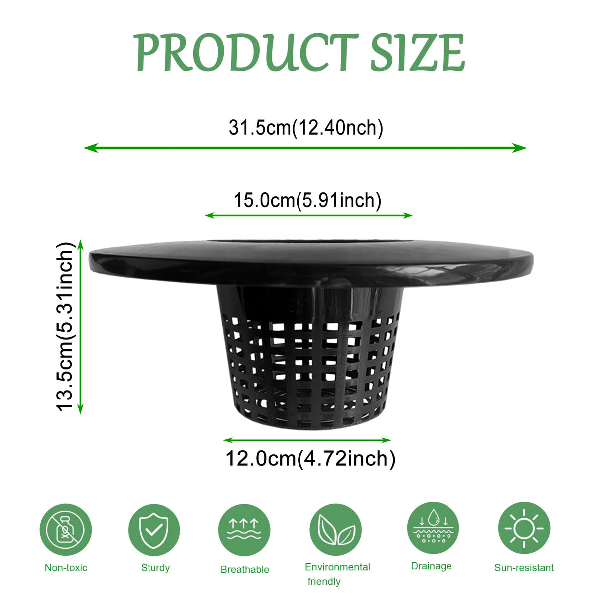 CHTASO black opaque bucket lid blocks light for algae prevention in hydroponics