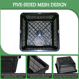 Mesh design allows water to reach roots for nutrients.