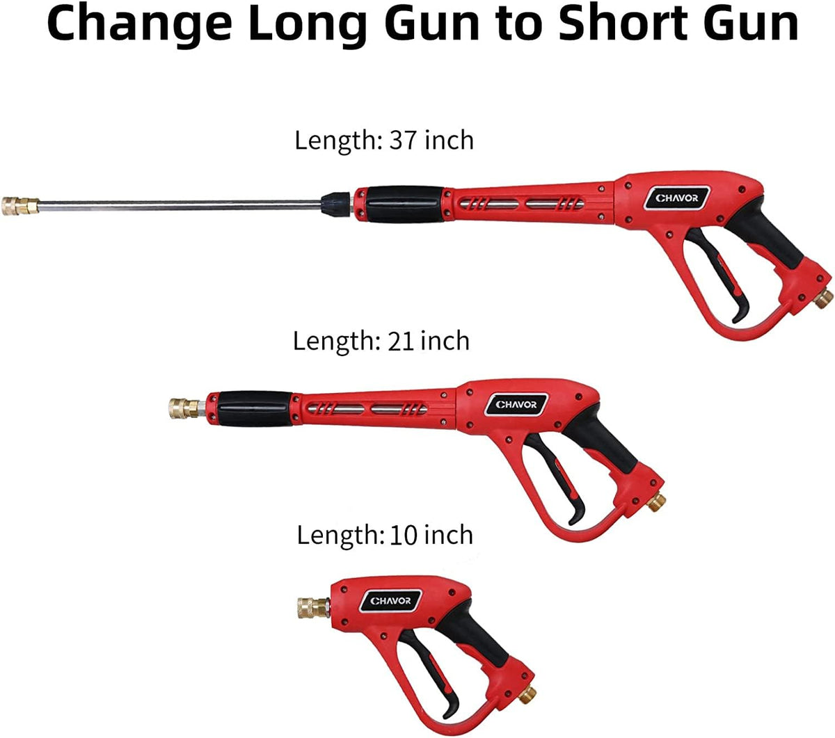 Ergonomic CHAVOR gun with a safety lock for comfortable use.