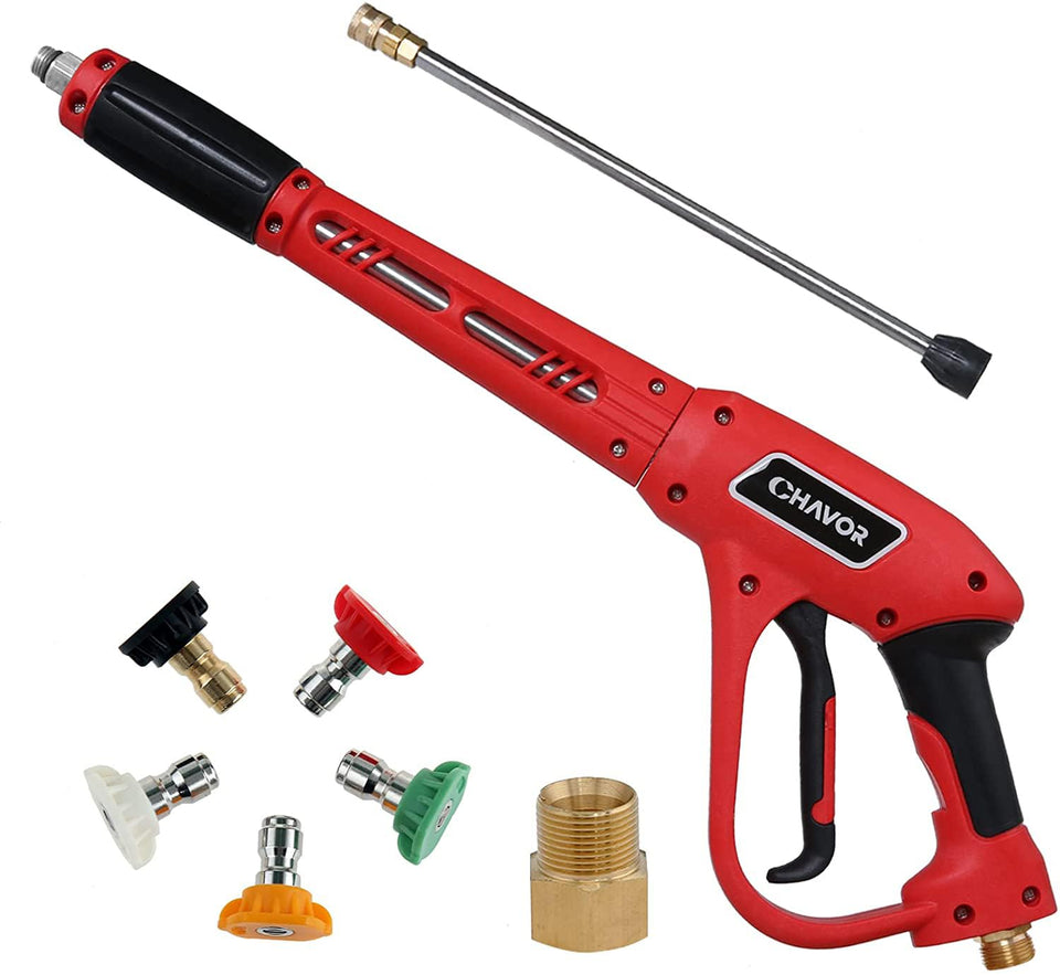 CHAVOR pressure washer gun with 37-inch extension for hard-to-reach cleaning.