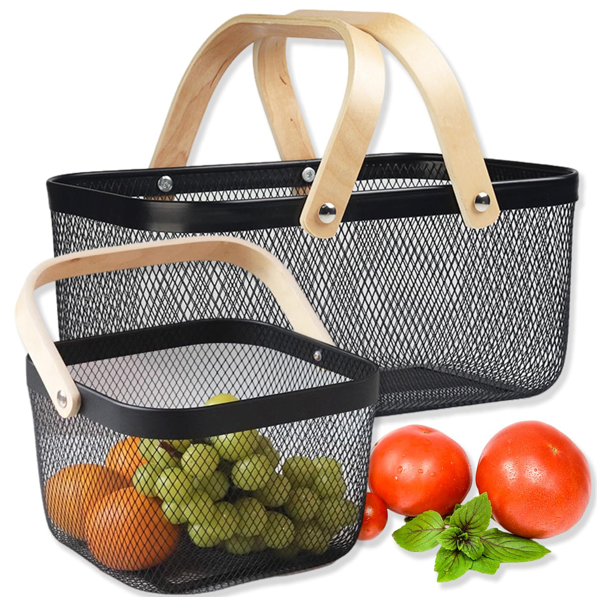Cheardia foldable wooden-handle picnic basket for easy transport.