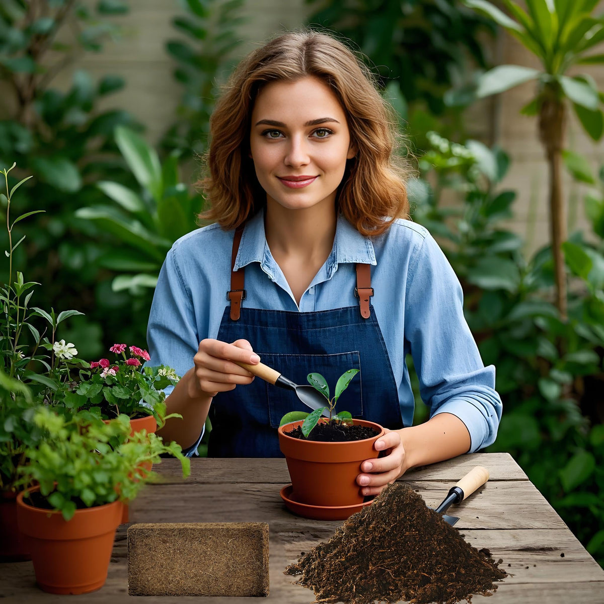 Cheardia organic coir potting gently supports seedlings and young plants