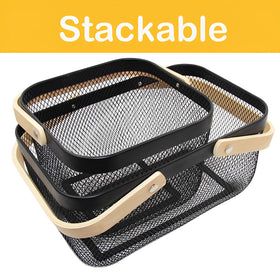 Cheardia rectangle-base mesh basket adds sturdy organization.