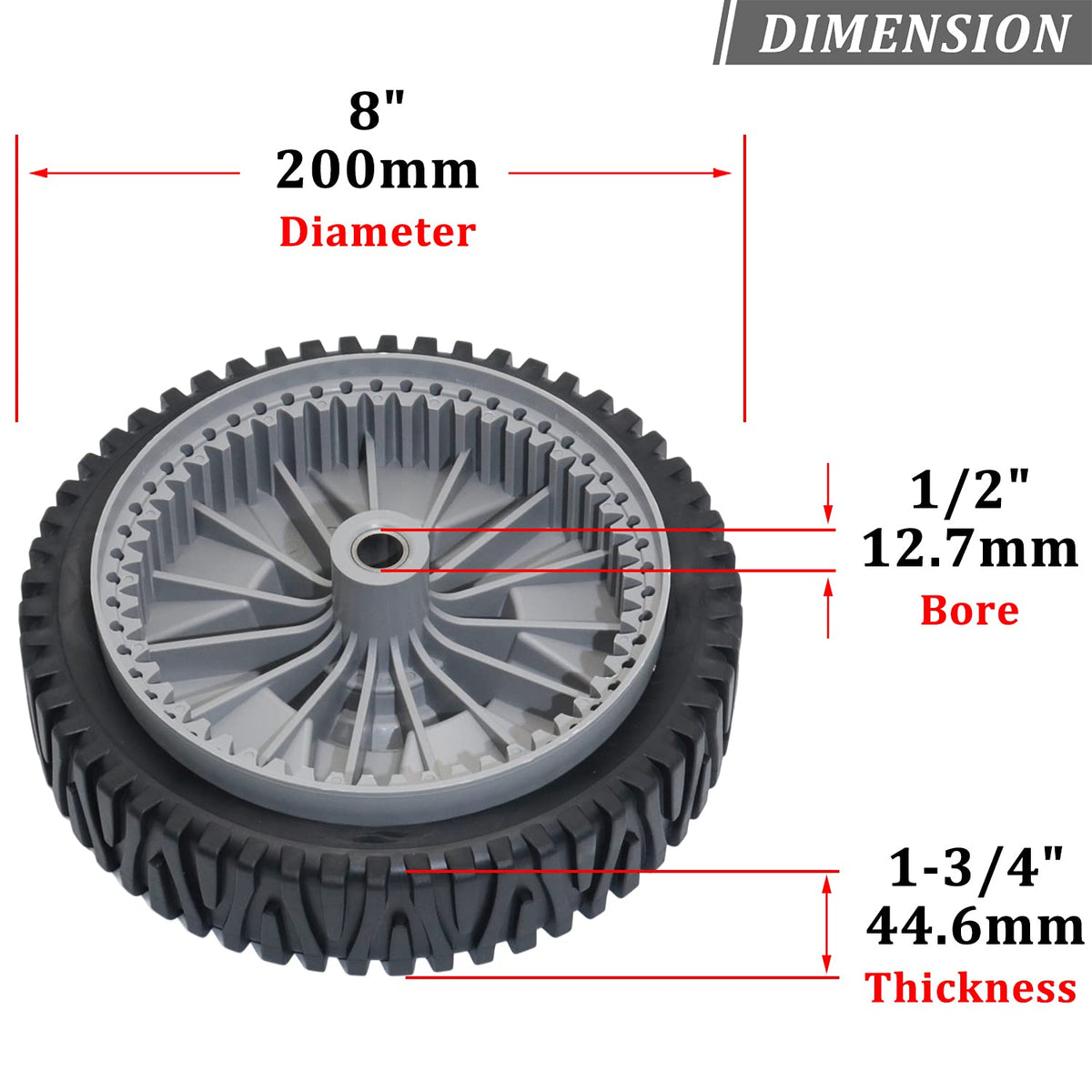 CheeMuii 193912X460 side view lawn mower wheel ready for installation
