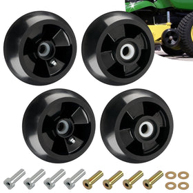 CheeMuii deck gauge wheels assembly showing durable EVA wheels for John Deere decks