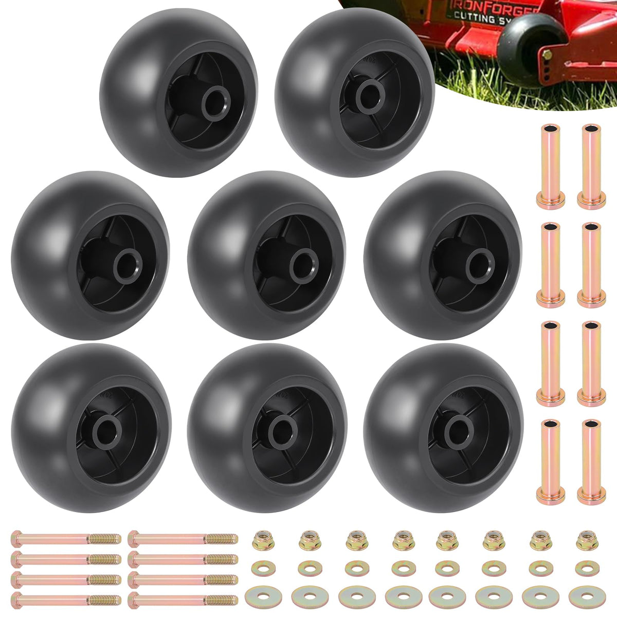 CheeMuii deck wheel kit 8-pack for smooth cuts on uneven lawns.