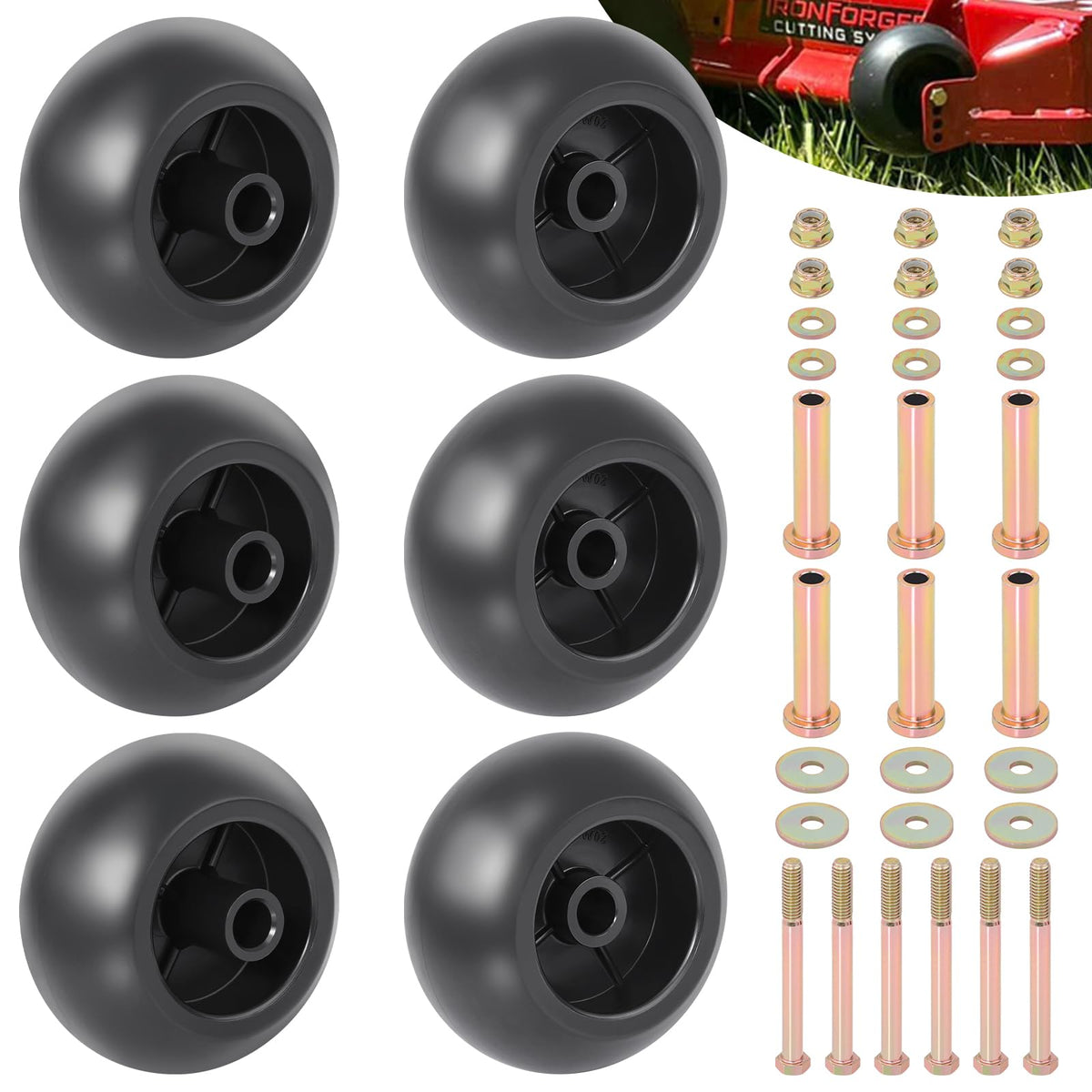 CheeMuii deck wheel kit assembled view showing six wheels ready for replacement