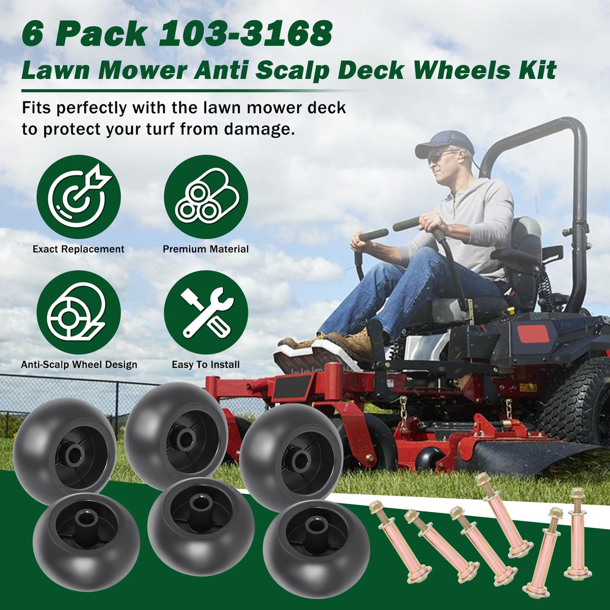 CheeMuii deck wheel kit bolts and nuts highlighting corrosion-resistant hardware