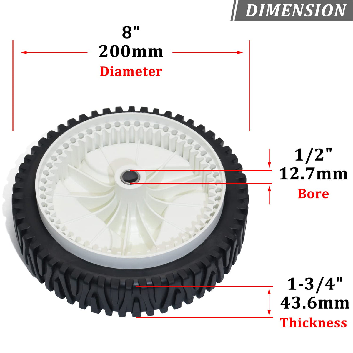 CheeMuii lawn mower front wheel 8in for durable, long lasting performance on uneven lawns