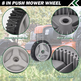 CheeMuii 8-inch wheel-assembly view shows simple installation and secure drive engagement.