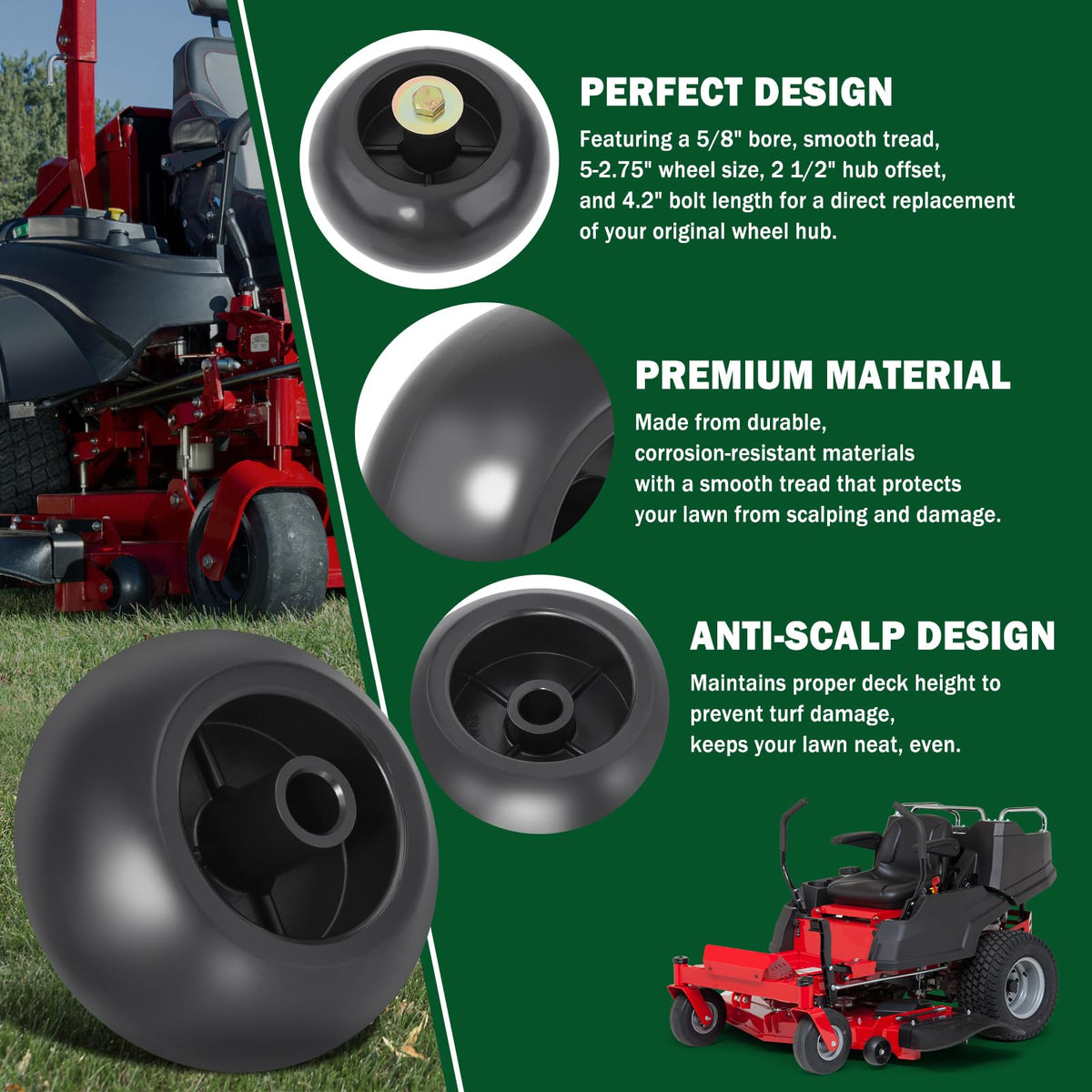 CheeMuii polypropylene deck wheels close-up with smooth tread for durability
