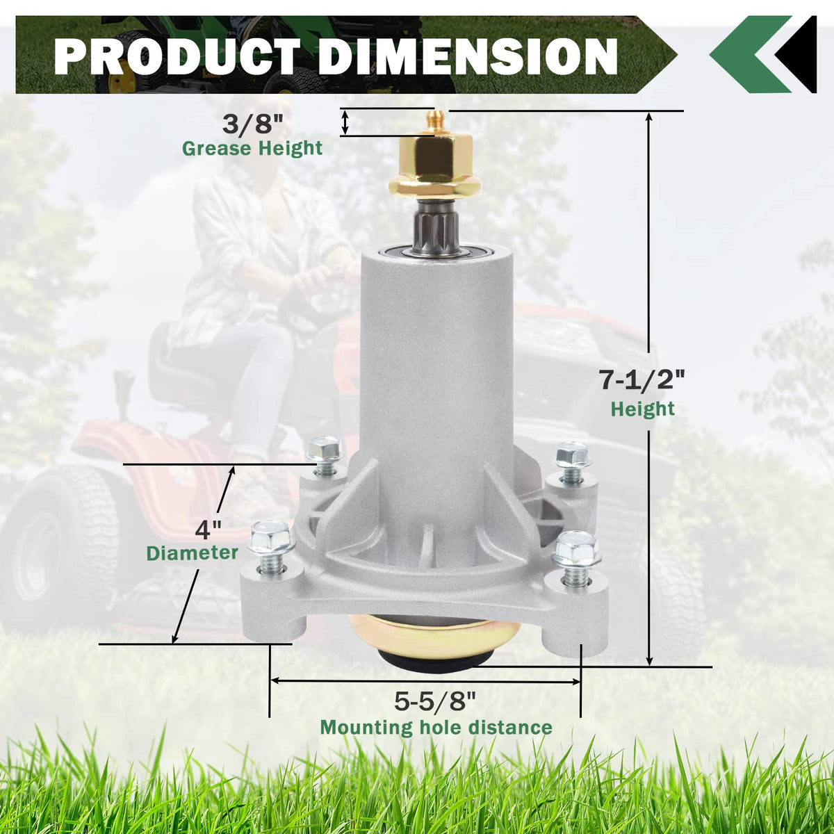 CheeMuii spindle packaged kit with screws and grease zerk for easy replacement.