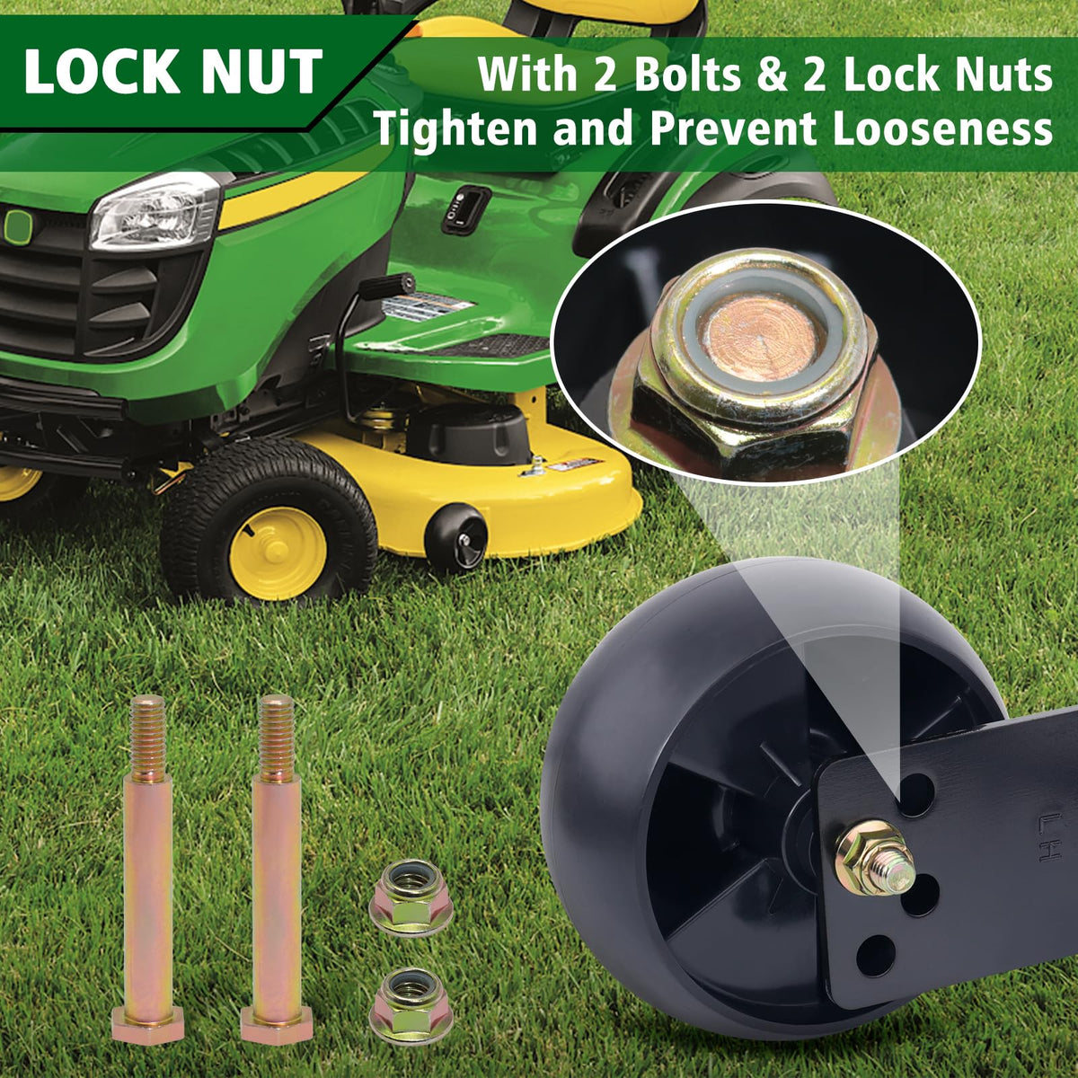 CheeMuii two-pack wheels with bolts kit simplifies mower deck replacement