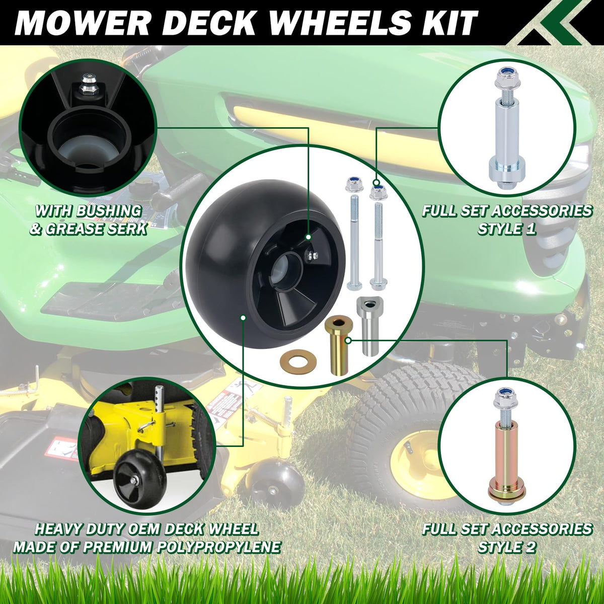 CheeMuii wheels with bushings and grease zerk ease installation.