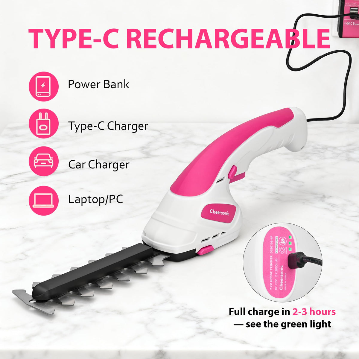 Cheersonic ergonomic lightweight design minimizes fatigue during gardening.