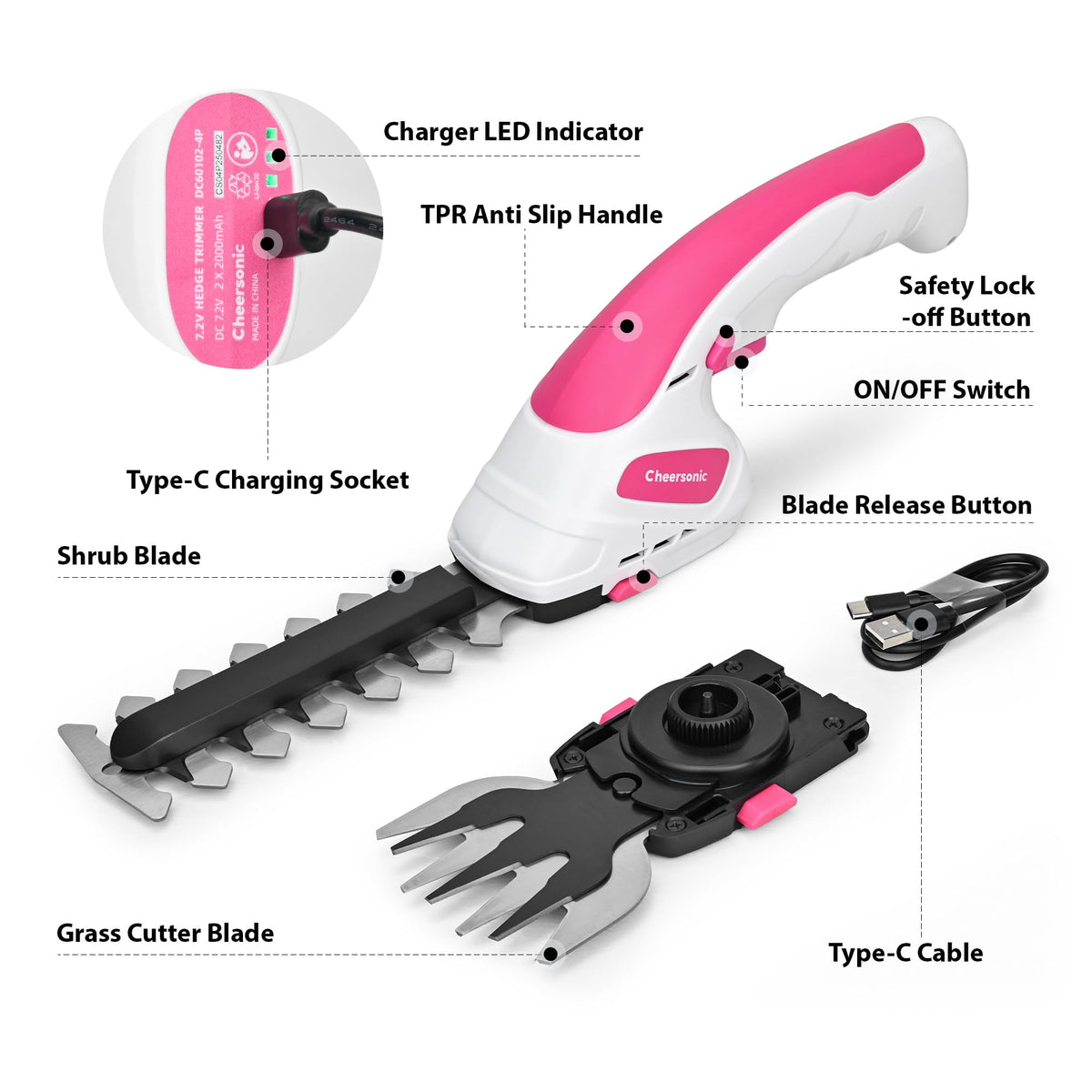 Cheersonic dual-button start enhances safety during operation.