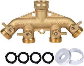 Cheerwater heavy-duty brass 4-way faucet splitter for durable water control.