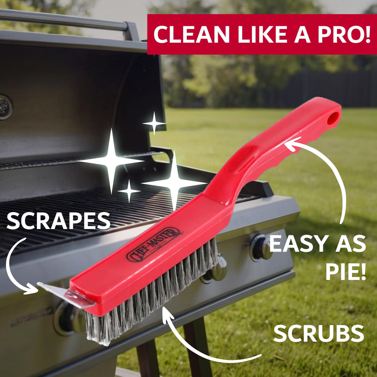 Chef Master reinforced build handles repeated use on outdoor grills.