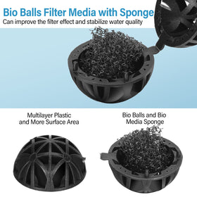 CHENGU bio balls closeup shows biochemical cotton inside for improved filtering