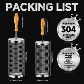 Chenovate rolling grill basket detachable handle for quick cleanup and storage.