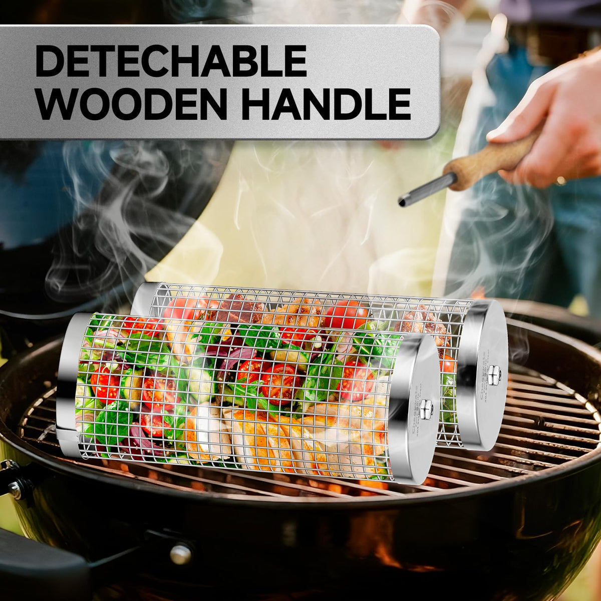 Chenovate grill basket is dishwasher safe for fast cleanup.