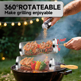 Chenovate grill basket lid locks securely to prevent food spillage.