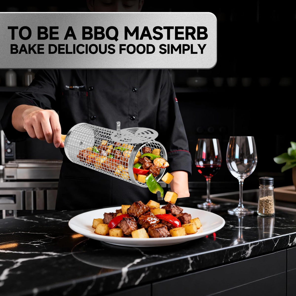 Chenovate rolling grill basket nesting design saves space during travel.