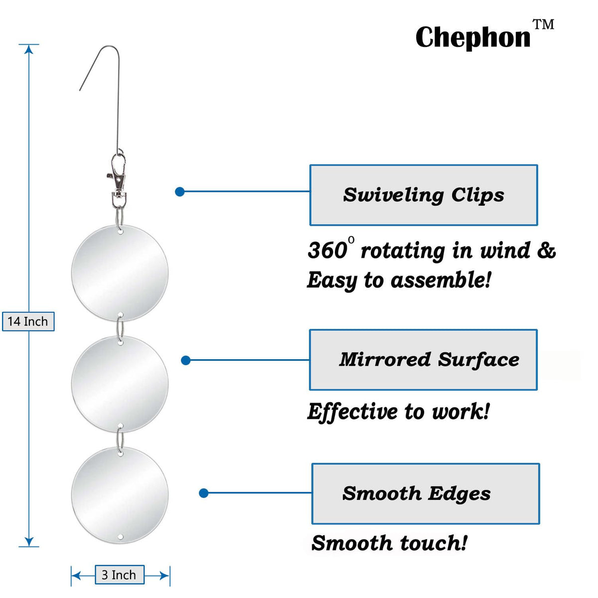 Chephon bird-scare-disc humane deterrence uses visuals, not harm.