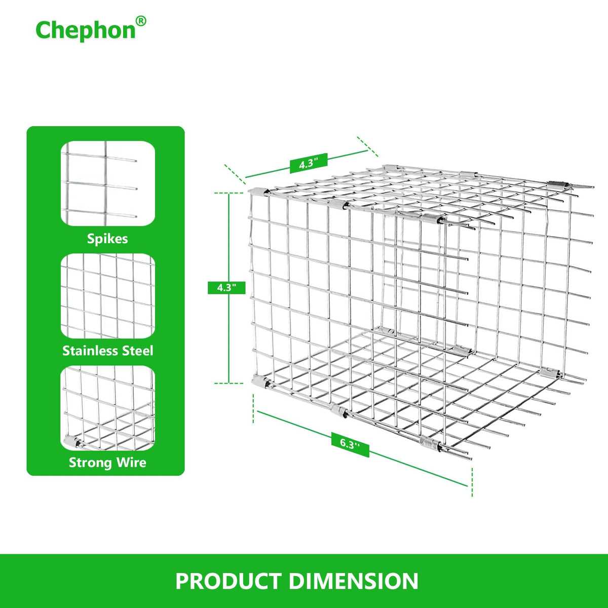 Chephon predator guard closeup shows stainless steel wire durability against weather.