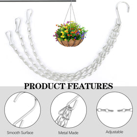 Chffcuh three-pack chain provides secure three-point support for baskets or feeders.