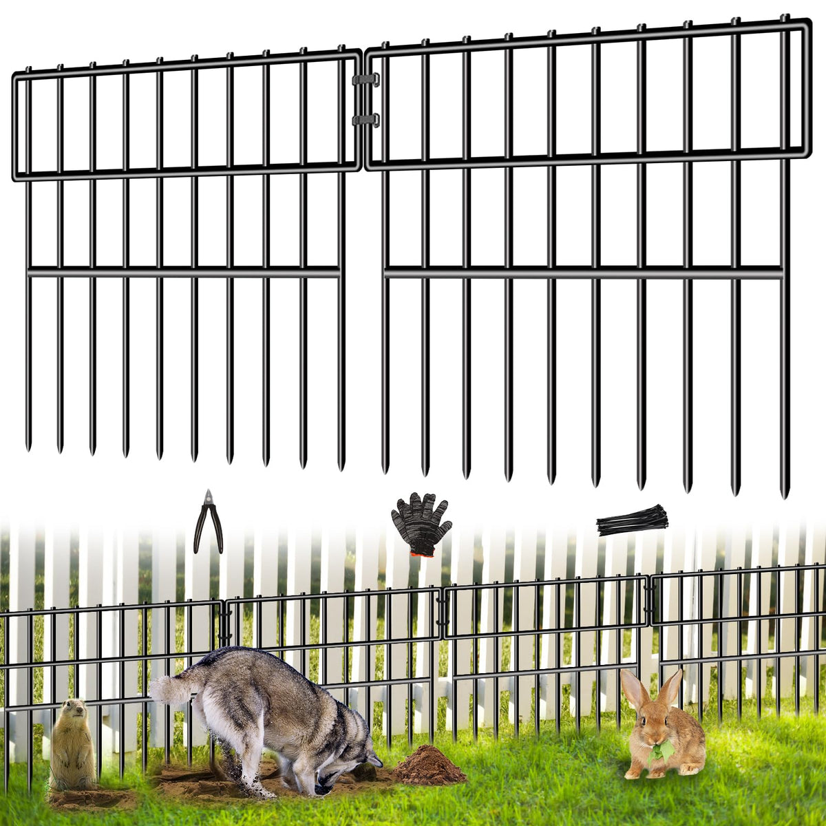 CHTSJQW dog fence 39.5ft with 28 panels protects yards from digging and escapes