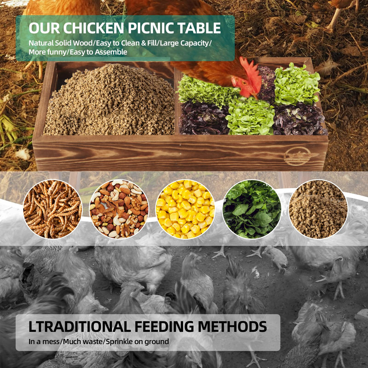 CHTSJQW picnic feeder with mesh bottom keeps feed dry