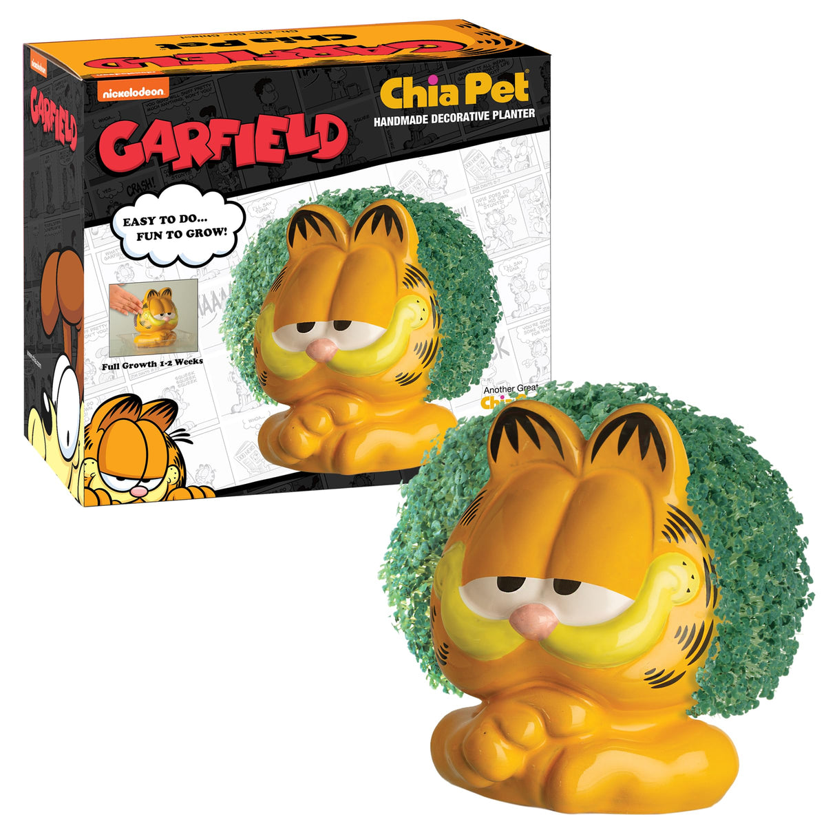 Chia Garfield pet planter ready to grow vibrant greens for home decor