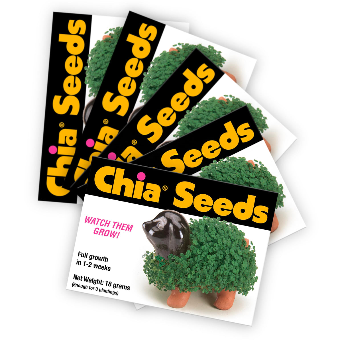Chia Seed Packet for Chia Pets—endless green coats with reusable seeds.