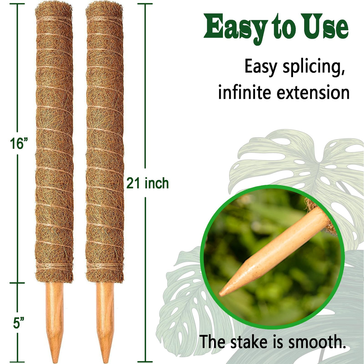 CHIAFFI extendable moss pole grows with your plant as it climbs.