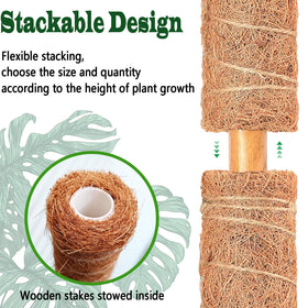 CHIAFFI moss pole includes jute rope to tie plants without damage.