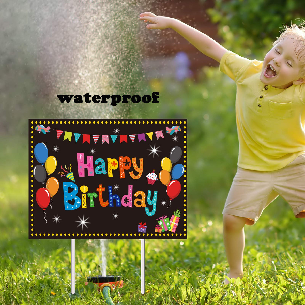 Chiazllta birthday banner with ribbon offers easy display.