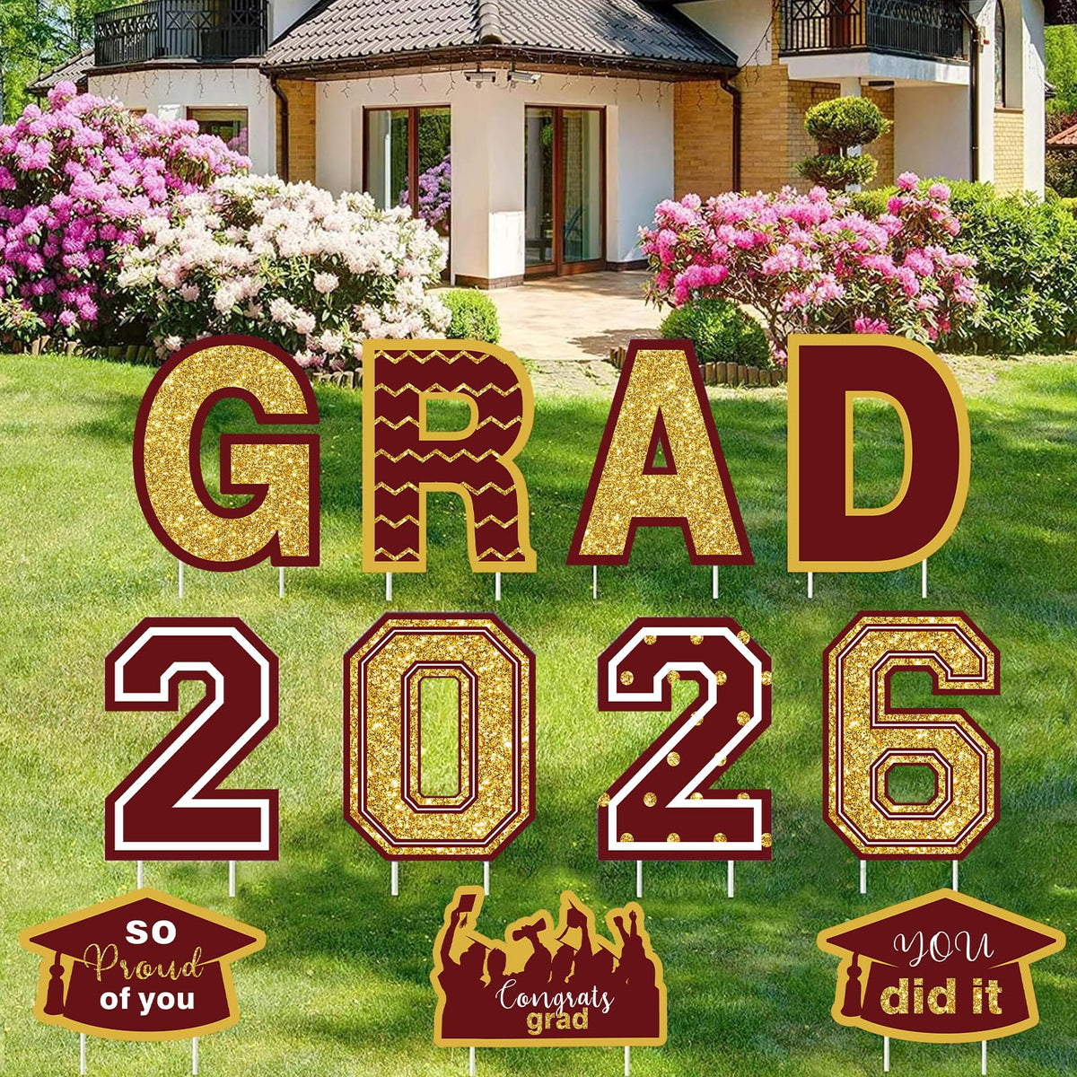 Chiazllta Grad 2026 letter signs for bold outdoor graduation decor