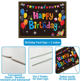 Chiazllta outdoor birthday banner enhances photos with bright yard art.