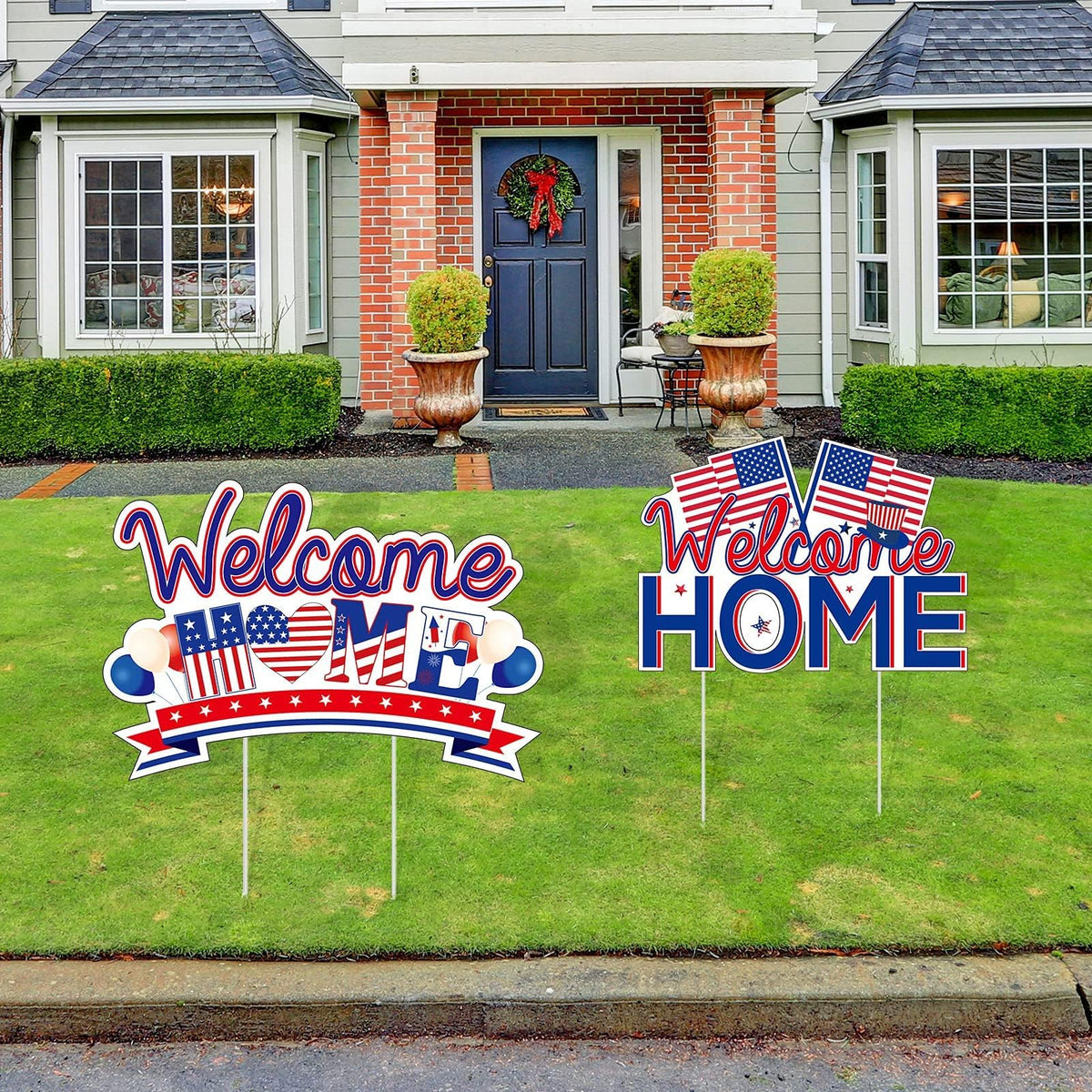 Chiazllta welcome military yard sign setup for outdoor visibility