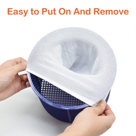 Chicarry 100-pack pool skimmer socks reduce maintenance between cleanings.