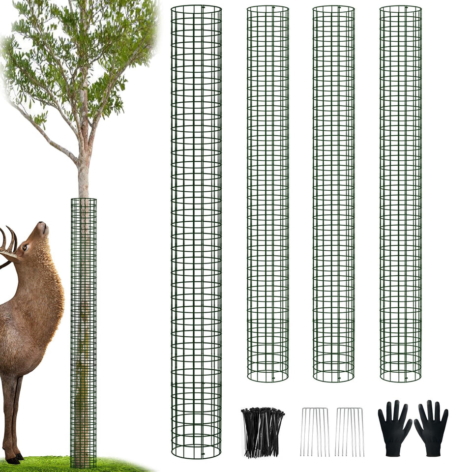 Chicarry 48-inch trunk protector ready for assembly around a young tree.