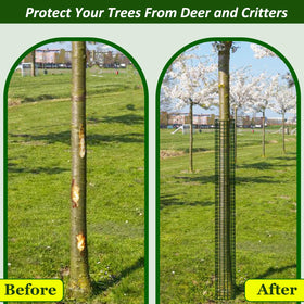 Chicarry expandable guards stack to fit larger trunks and taller trees.