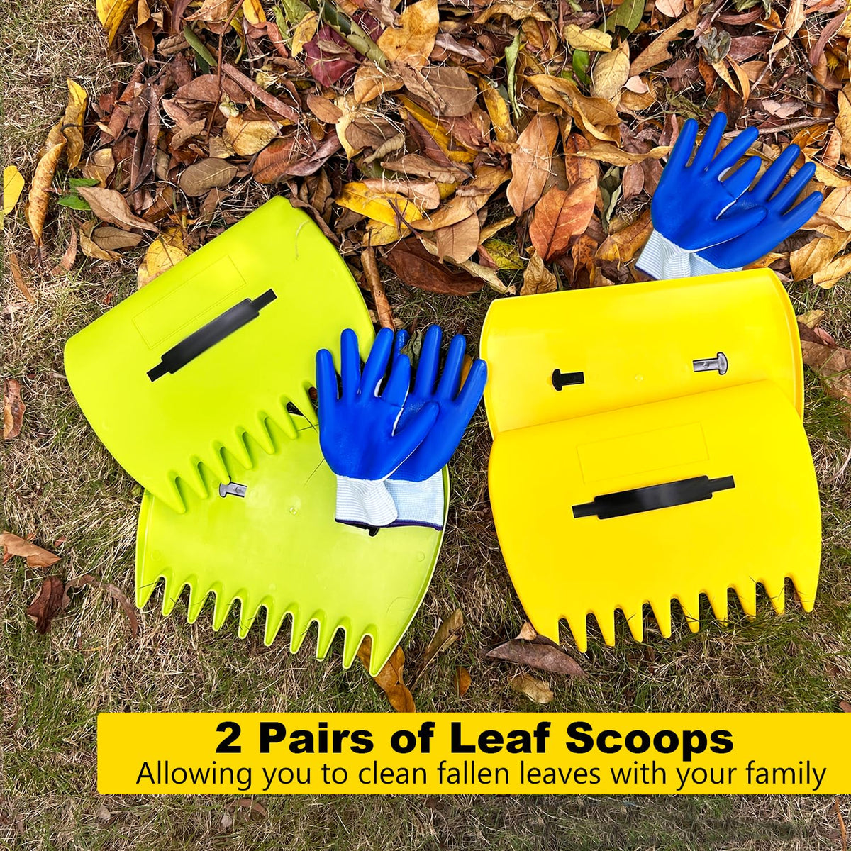 Chicarry green leaf scoops ready for quick yard cleanup and clipping collection.