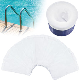 Chicarry pool skimmer socks fit baskets from 2-3/4 to 8-1/4 inches, protecting filters.